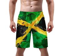 Joyidec Herren-Badehose mit Flagge, schnell trocknend, mit Netzfutter, XS-3XL, Jamaika Doodle, XL