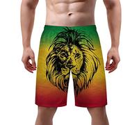 Joyidec Herren-Badehose mit Flagge, schnell trocknend, mit Netzfutter, XS-3XL, Löwe Jamaika-Flagge, XL