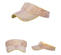 JOYISURE Baseball Cap Damen Pailletten Visor Cap Golfkappe mit Strasss Glänzend Top Cap Sonnenschild Sonnenhut Sommer Beiläufiger Schirmmütze Einstellbar Atmungsaktiv Baseballkappe,Gelb