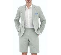 JOYLYJOME Seersucker-Anzug für Herren, normale Passform, Jacke, Shorts, lässig, 2-teilig, Nadelstreifen, Anzug, Urlaubs-Outfits für Sommer, Hochzeit, Grasgrün, XS