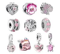 JOYOLA 10PCS Charms Kompatibel mit Pandora Charms Armband Halskette, Charm Anhänger Set, Schmuck Accessoires für pandora adventskalender Ideal für Weihnachten, Geburtstagsfeiern, Muttertag