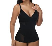 Joyshaper Figurformendes Unterhemd Damen Mesh-Stoff Shapewear Bauchweg Body Shaper Bauchkontrolle Shaping Camisole Formende Tops Schwarz XL