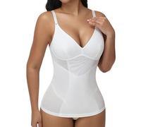 Joyshaper Figurformendes Unterhemd Damen Mesh-Stoff Shapewear Bauchweg Body Shaper Bauchkontrolle Shaping Camisole Formende Tops Weiß L