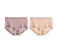 Joyunii Damen Hipster aus 100% Seide Unterwäsche Panty Slips Unterhosen 2er Pack, Bohnenpaste+beige, Etikette XL=DE 36-38=INT M-L