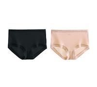 Joyunii Damen Hipster aus 100% Seide Unterwäsche Panty Slips Unterhosen 2er Pack, Schwarz+beige, Etikette M=DE 32-34=INT XS-S