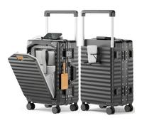 Joyway 20 Zoll Handgepäck Kabinenkoffer mit Front-Öffnung, Laptop-Fach und breitem Griff, inklusive Getränkehalter und Seitenhaken, Metall-Ecken für S