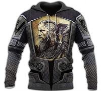 JoYww Viking God Hoodies für Herren, lockerer Retro-Freizeitjacken-Pullover, Herbstmode, Baseballuniform, Kängurutasche (Color : Hoodie, Size : 4XL)