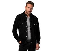JP 1880 Herren große Größen Menswear L-8XL Lederhemd, Langarm, Cowboy-Style, Kentkragen, Modern Fit, bis 7 XL schwarz 4XL 831088100-4XL