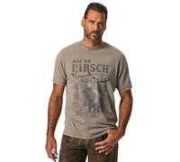 JP 1880 Herren, Tracht, Halbarm, Großer Print, Vintage Look, Brustprint, Rundhals T-Shirt, aschgrau, 4XL