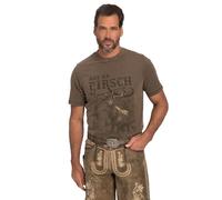 JP 1880 Herren große Größen Menswear L-8XL T-Shirt, Tracht, Halbarm, großer Print, Vintage Look, Brustprint, Rundhals braungrau 4XL 818508343-4XL