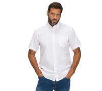 JP 1880 Herren Seersucker-Hemd, Halbarm, Buttondown-Kragen, Modern Fit, Streifen Shirt, schneeweiß, 4XL