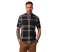 JP 1880 Herren große Größen Übergrößen Menswear L-8XL Hemd, Halbarm, Leinenmix, Karo, Stehkragen, Modern Fit Navy blau 8XL 837837130-8XL