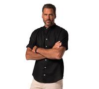 JP 1880 Herren große Größen Übergrößen Menswear L-8XL Hemd, Halbarm, Leinenmix, Stehkragen, Modern Fit schwarz 6XL 815225100-6XL