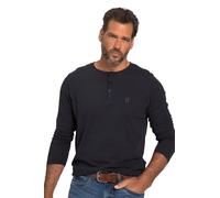 JP 1880 Herren große Größen Übergrößen Menswear L-8XL Henley, Basic, Shirt, Langarm, Knopfleiste, bis 8XL dunkel Marine 2XT 702555730-2XT
