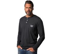 JP 1880 Herren große Größen Übergrößen Menswear L-8XL Henley, Langarm, Knopfleiste, Flammjersey schwarz 7XL 808460100-7XL