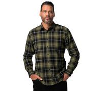 JP 1880 Herren große Größen Übergrößen Menswear L-8XL Karo-Flanellhemd, Kentkragen, Modern Fit Dunkles Olive 6XL 832130641-6XL