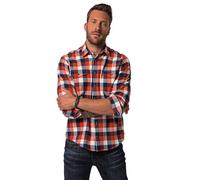 JP 1880 Herren große Größen Übergrößen Menswear L-8XL Karo-Flanellhemd, Langarm, Kentkragen, Modern Fit, bis 8 XL Terracotta 8XL 831524679-8XL