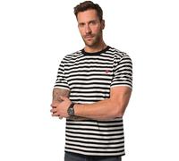 JP 1880 Herren große Größen Übergrößen Menswear L-8XL T-Shirt, Halbarm, Ringel, Brustprint schwarz 3XL 836184100-3XL