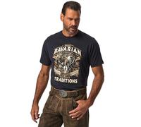 JP 1880 Herren große Größen Übergrößen Menswear L-8XL T-Shirt, Halbarm, Trachten-Print, Rundhals Navy blau XL 826649130-XL