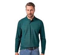 JP 1880 Men's Poloshirt, Strukturringel, aus teilweise Biobaumwolle, 1/1 Shirt, tief grün, XXXXXXXL