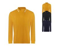 JP103 Just Polo Poloshirts Langarm 100 Polo Poloshirt Kontraststreifen Mustard L