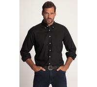 JP1880 Modern Fit Leinenhemd schwarz, Einfarbig