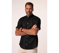 JP 1880 Herren große Größen Übergrößen Menswear L-8XL Hemd, Halbarm, Leinenmix, Stehkragen, Modern Fit schwarz 4XL 815225100-4XL