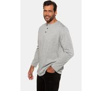 JP 1880 Herren große Größen Übergrößen Menswear L-8XL Henley, Basic, Shirt, Langarm, Knopfleiste, bis 8XL grau Melange 6XL 702555123-6XL