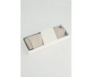 JP1880 Regular Fit Set Krawatte, Einstecktuch beige, Einfarbig
