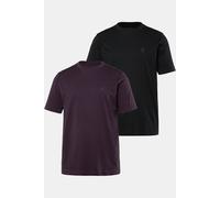 JP 1880 Herren große Größen Übergrößen Menswear L-8XL JP1880 T-Shirts, Basic, 2er-Pack, Rundhals, bis 8XL dunkel violett 7XL 702637120-7XL
