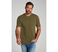 JP 1880 Herren große Größen Übergrößen Menswear L-8XL T-Shirt, Basic, V-Ausschnitt, bis 8XL dunkel Khaki 7XL 702415430-7XL