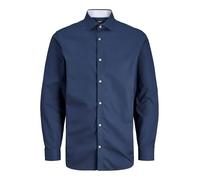 Langarmhemd JACK & JONES "JPRBLAPARKER DETAIL L/S SHIRT NOOS", Herren, Gr. XXL, N-Gr, schwarz (schwarz iris), Web, Obermaterial: 100% Baumwolle, unifarben, slim fit normal, Hemden (19738538-XXL) schwa