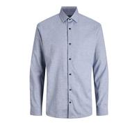 Langarmhemd JACK & JONES "JPRBLAPARKER MELANGE L/S SHIRT BF", Herren, Gr. XL, N-Gr, navy blazer, Web, Obermaterial: 58% Lyocell, 42% Baumwolle, unifarben, regular fit, Hemden (16588746-XL) navy blazer