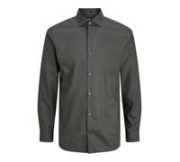 Langarmhemd JACK & JONES "JPRBLAPARKER Slim Fit Hemd, atmungsaktiv, ideal für den Alltag", Herren, Gr. XL, N-Gr, grau (dunkelgrau melange fit:slim fit), Web, Obermaterial: 100% Baumwolle, meliert, sli
