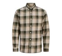 Langarmhemd JACK & JONES "JPRBLUBROOK CHECK L/S SHIRT SN", Herren, Gr. M, N-Gr, grau (peat), Web, Obermaterial: 100% Baumwolle, kariert, modisch, regular fit, Langarm, Hemden (73448710-M) peat