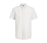 Kurzarmhemd JACK & JONES "JPRBLUSUMMER LIN. BL. SHIELD SS SHIRT SN", Herren, Gr. S, N-Gr, mermaid stripes:regular fit, Web, Obermaterial: 70% Baumwolle, 30% Leinen, gestreift, regular fit normal, gera