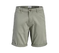 Chinoshorts "JPSTBOWIE JJSHORTS SOLID SN PLS", Herren, Gr. 44 (5XL), N-Gr, vetiver, Web, Obermaterial: 98% Baumwolle, 2% Elasthan, JACK & JONES PLUSSIZE, unifarben, regular fit knielang, Hosen Chinosh