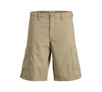 Cargoshorts JACK & JONES "JPSTCOLE MATTY CARGO SHORT MID", Herren, Gr. M, N-Gr, crockery, Web, Obermaterial: 100% Baumwolle, unifarben, relaxed fit knielang, Hosen (81098502-M) crockery