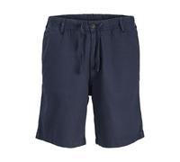 Shorts JACK & JONES "JPSTJAIDEN HYBRID BONDI JOG SHORT REG SN", Herren, Gr. S, N-Gr, schwarz navy, Web, Obermaterial: 80% Baumwolle, 20% Leinen, unifarben, relaxed fit knielang, Hosen Shorts, Baumwoll