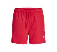 Badeshorts JACK & JONES "JPSTMAUI TROPIC SOLID SWIM SHORTS SN", Herren, Gr. L, N-Gr, true rot, Web, Polyester, unifarben, Badehosen Badeshorts, Kunstfaser, normal geschnitten (81786126-L) true rot