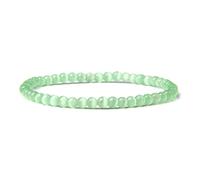 JQQJZLC Charme Schmuck 4 mm natürliche grüne Steinperlen Armbänder Männer Schwarzes Seilbahn Armband Frauen elastischer Schmuck polnischer Fluorit Pulsera, Katzenaugenstein, etwa 19 cm