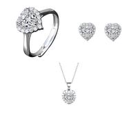 JQQJZLC Clip-Anhänger Schmuck 3-teiliger Set für Frauen, die für ihren 1Caratmoissanit-Herzanhänger für Mädchen Jubiläumsday Valentinstag mit Rosenanhänger (D, One Size), Kupfer, Keine