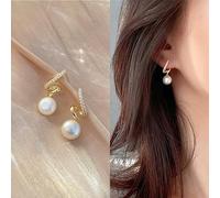 JQQJZLC Geometrischer Strass -Perlenohrringe weibliche Ohrringe Hochzeit Schmuck Geburtstag Geschenke
