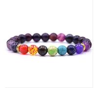 JQQJZLC Obsidian 7 Chakra -Armbänder & Armreifen Yoga Balance Beads Buddha Gebet Elastic Armband Männer Natursteinschmuck Geschenke Pulseira