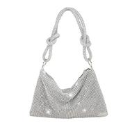JQWSVE Strass-Geldbörse für Damen, Abendtasche, Clutch, Geldbörse, silberfarbene Geldbörsen, glitzernde Strass-Tasche für Party, Hochzeit, Abendessen, A01-Silber