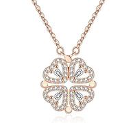 Jrêveinfini Kleeblatt Halskette Damen Rosegold 925 Silber mit Anhänger, Glücksbringer Kette für Mama, Freundin oder Tochter, Schmuck Geschenk zu Weihnachten, Valentinstag, Geburtstag & Muttertag