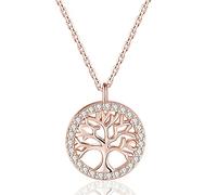 Jrêveinfini Lebensbaum Halskette Damen Rosegold 925 Silber mit Anhänger, Mutter Tochter Kette für Mama, Glücksbringer Freundin oder Tochter, Geschenk Weihnachten, Muttertag, Geburtstag Valentinstag