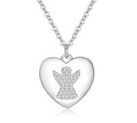 Jrêveinfini Schutzengel Kette Anhänger Damen Silber 925, Mutter Tochter Herz Kette Mama, Schutzengel Taufe Glücksbringer Engel Halskette Mädchen Kinder, Kommunion Geschenke Geburtstag Frauen Mädchen