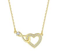 Jrêveinfini Unendlichkeitszeichen Herz Kette Halskette Damen Gold Silber 925, Mutter Tochter Kette Mama, Unendlichkeit Infinity Kette Mädchen Kinder Freundin, Geschenke für Frauen Mädchen