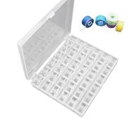 JRILUO 36 Stück Spulen Nähmaschine mit Spulenbox, Unterfadenspulen Kunststoff Ø 2 cm, Flach Universal CB Spulen, Transparente Nähmaschinen Spulen für Gängige Modelle, Nähgarn für Nähmaschine
